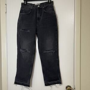 Free People black cropped distressed jeans size US 27